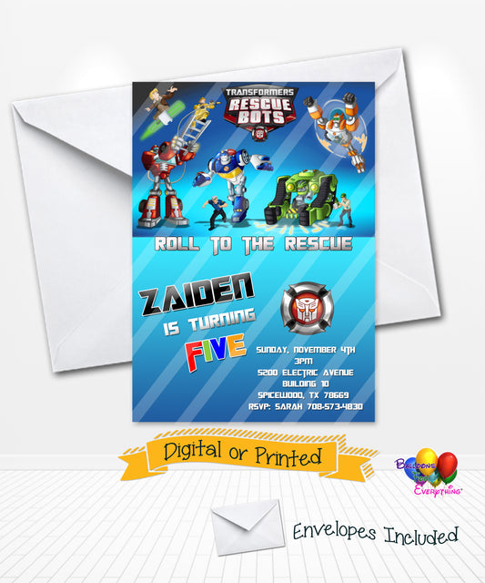 Transformers Rescue Bots Birthday Invitations